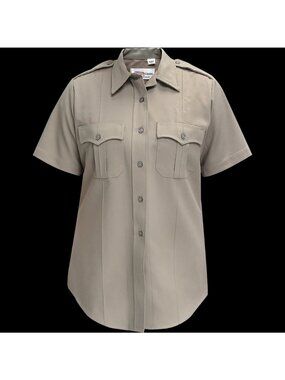 NWT Flying‎ Cross Deluxe Tropical SS Shirt Womens 40 Nickel Grey 152R66